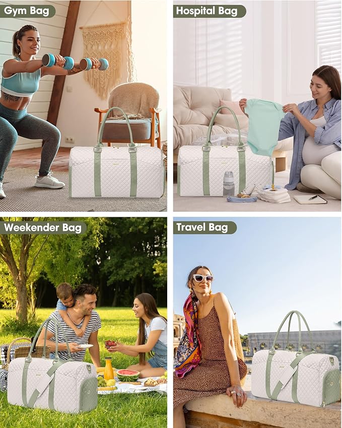 Women Weekender Travel Duffle Bag: Travel Duffel Overnight Bags with Shoe Compartment Large Carry on Tote with Toiletry Bag Weekend Traveling Yoga Gym Hospital Bag for Women with Wet Pocket - Image 6