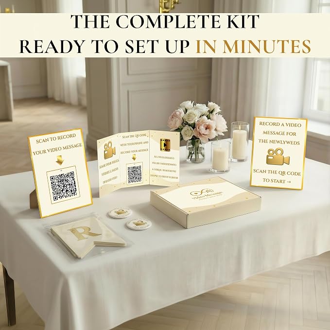 Video Guest Book for Wedding with QR Code - Wedding Guest Book Alternative, Guests Record Video Messages on Their Phones, No App - Edited Film in 24 Hours - Kit with Banner, Signs, Flyer, Badges - Image 3