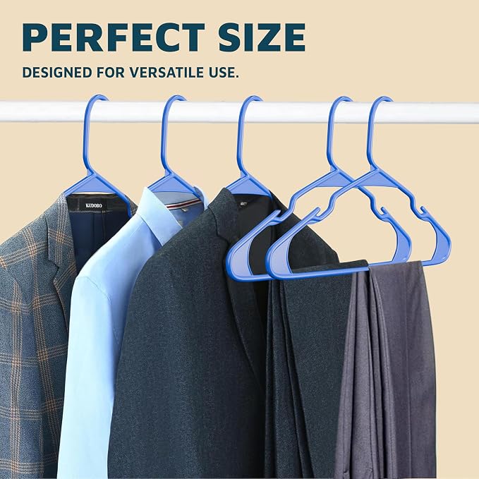 Lifemaster Plastic Clothes Hangers – Heavy Duty Hanger Set, for Organizing Clothes, Dresses, and Coat, Holds Up to 5 lbs, Space-Saving Hangers with Non-Slip Shoulder Grooves, Pack of 50, Blue - Image 10