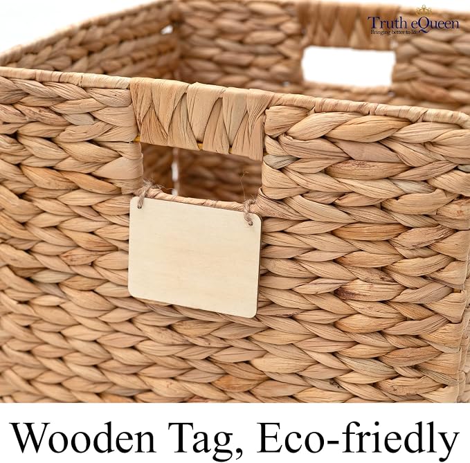 Water Hyacinth Storage Baskets For Organizing, Wicker Baskets For Storage Cube Organizer, Rattan Basket Set, Woven Basket Organizer, Canastas Para Organizar, Cube Shelf, Cubes Bins 12x12 In, 4 Psc - Image 4