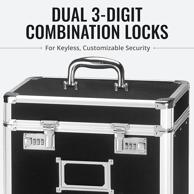 Vaultz Locking File Organizer Box - 13.5 x 13.25 x 10.5 Inch Large, Portable Locking Storage Box for Filing Letters & Documents w/Combination Lock, Black | Combination lock for filing letters and documents, large format fits legal or letter paperwork, ... - Image 5