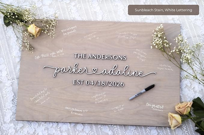 Personalized Last Name Guest Book, Unique Guest Book Sign, Custom Alternative Guest Book, Wooden Guest Book, Wedding Ceremony Guestbook Sign (Design 2) - Image 2