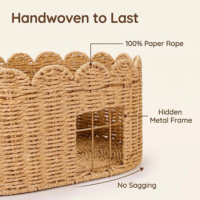 Woven Diaper Caddy for Baby, Paper Rope Storage Bin with Removable Divider, Baby Stuff Organizer for Nursery, Portable Car Storage Basket for Diapers, Baby Shower Gifts, Newborn Essentials Must Haves - Image 4