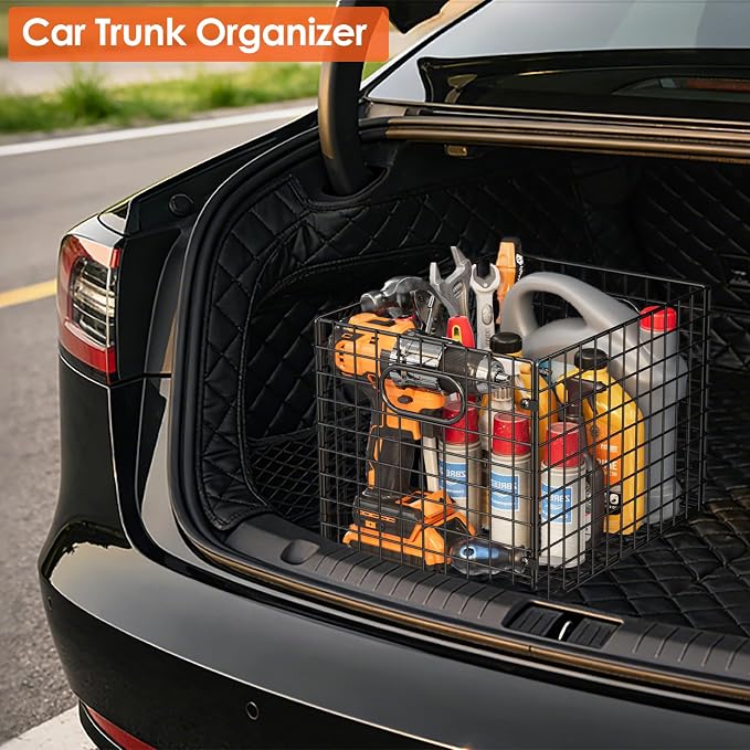 3-Pack Metal Milk Crate for Storage, Large 40qt Stackable Collapsible Storage Bins with Handle, Heavy Duty Storage Baskets for Shelves, Folding Basket Organizer for Car, Garage, Home, Camping, Office - Image 7