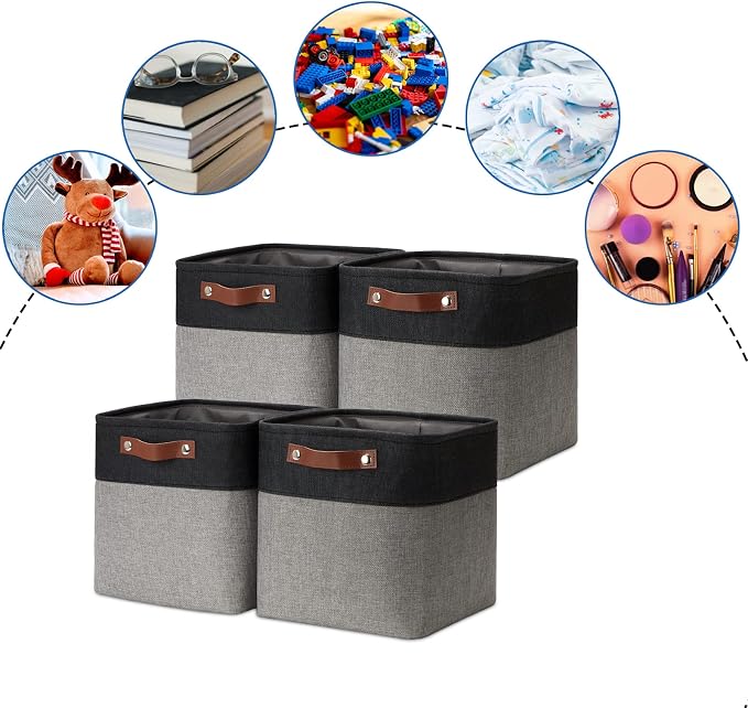 DULLEMELO 11x11 Cube Storage Bins for Cube organizer, Foldable Cube Storage Bins Baskets for Organizing Home Office Closet Shelves Toy Nursery,Fabric Cube Baskets Bin for Home organization - Image 5