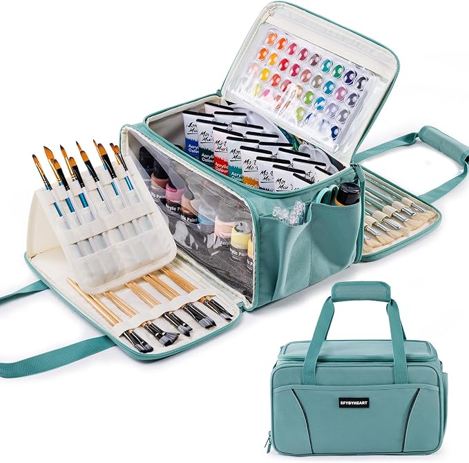 SFYBYHEART Acrylic Paint Storage, Craft Organizer, Art Supply Organizer, Art Tote Bags, Paints Brush Holder for Apple Barrel Acrylic Painting, Palette Board by SFYBYHEART