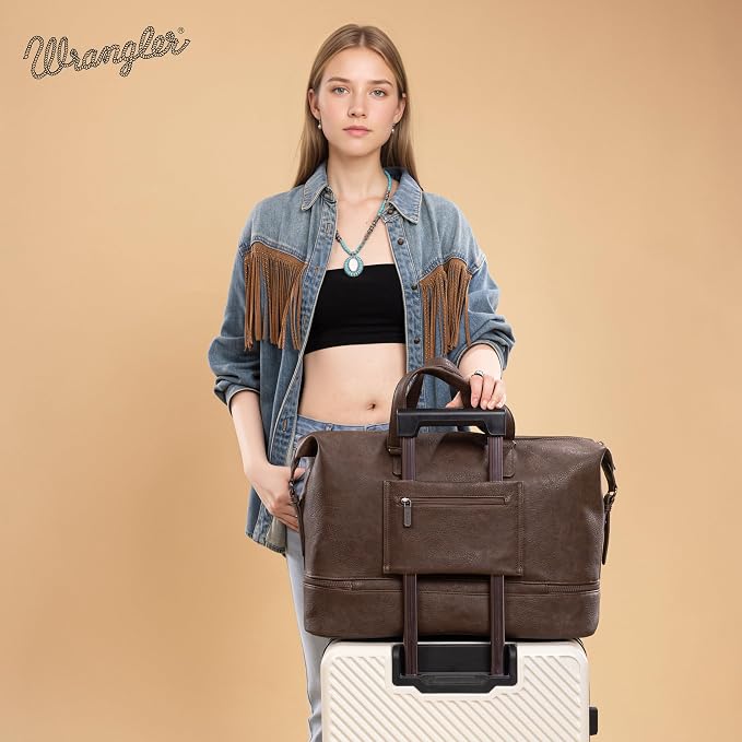 Wrangler Travel Duffel Bag Carry On Overnight Bag with Shoe Compartment Weekender Bag for Women WG253-5110CF - Image 4