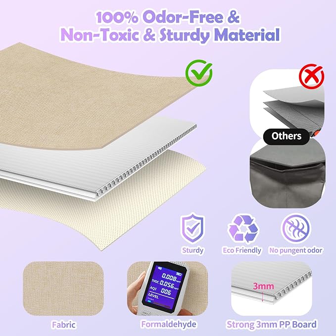 Extra Large Toy Box, Collapsible Toy Storage Organizer, 40"x16"x16", Beige | Sturdy Kids Toys Bin Chest with 2 Mesh Pockets and Dividers for Boys Girls, Bedroom & Living room Toy Organization - Image 3