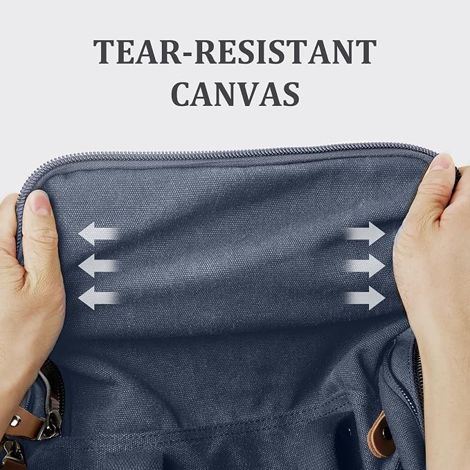Gonex Canvas Duffle Bag, Expandable 50L Travel Overnight Weekender Bag | for Men, Multiple Pockets, Carry-On Size, Durable Zippers, Detachable Strap, Denim Blue - Image 2