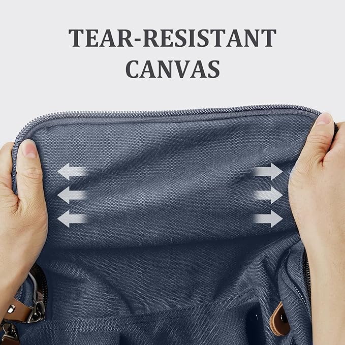 Gonex Canvas Duffle Bag, Expandable 60L Travel Overnight Weekender Bag | for Men, Multiple Pockets, Tear-Resistant, Durable Zippers, Detachable Strap, Denim Blue - Image 2