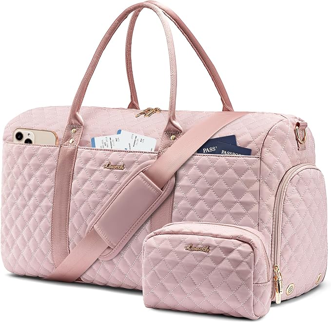 LOVEVOOK Travel Duffle Bag, Weekender Bags for Women with Shoe Compartment, Quilted Carry on Overnight Bag with Toiletry Bag, Hospital Bags for Labor and Delivery, Gym Duffel Bag with Wet Pocket by LOVEVOOK