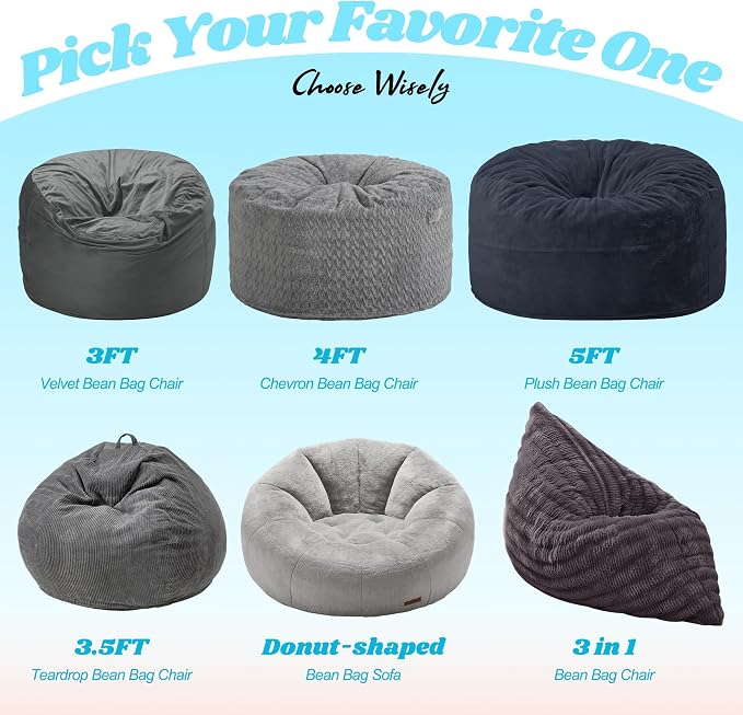 Hobestluk Adult Bean Bag Chair 3 in 1 Convertible Large Bean Bag Sofa | Ripple Dark Grey,Machine Washable,Removable Cover,Easy Convert And Install,Floor Bed,For Livingroom Bedroom - Image 9