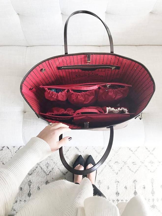 Original Bag Organizer (14" L x 10" H) - 11 Pocket Tote Insert - For Travel, Work, Baby and More (Original Red) - Image 3