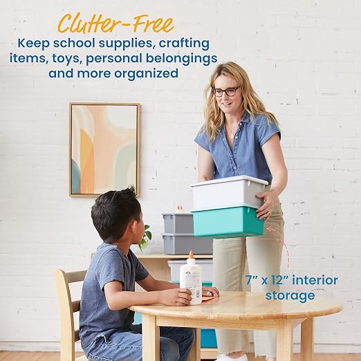 ECR4Kids Cubby Storage Plastic Bin with Lids, Multipurpose Organization, Contemporary, 10-Piece | Durable plastic, GREENGUARD Gold Certified, 7 quart capacity, lightweight & nestable, easy-lift lids, classroom/home use - Image 3