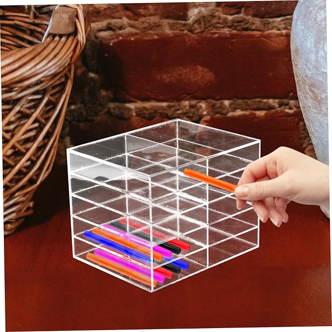Sewroro Marker Storage Stand Table Pen Holder Student's Acrylic Marker Organizer School Desk Accessory - Image 6