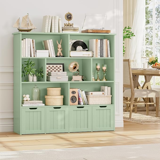 Toy Storage Organizer with Movable Drawer Toy Organizer for Kids | Kids Bookshelf and Toy Chest Storage with Hidden Wheels, Toy Organizers and Toy Storage for Playroom, Green - Image 2