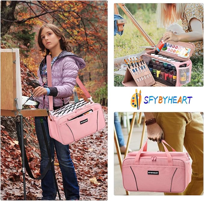 SFYBYHEART Acrylic Paint Storage, Craft Organizer, Art Supply Organizer, Art Tote Bags, Paints Brush Holder for Apple Barrel Acrylic Painting, Palette Board - Image 6