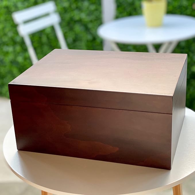 Blake & Lake Large Box with Hinged Lid - Wood Storage Box with Lid - Wooden Keepsake Decorative boxes with lids (Dark Oak) - Image 7