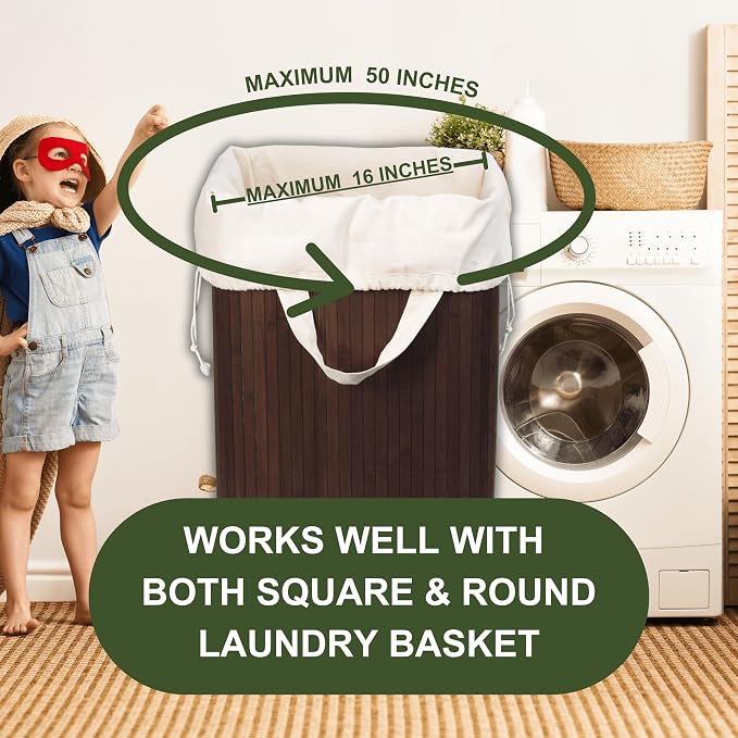 Heavy Duty Laundry Hamper Bags - Extremely Sturdy, Durable Canvas Replacement Laundry Hamper Liner - Works for Round & Square Hampers with Drawstring Closure (3 Pack) - Image 4