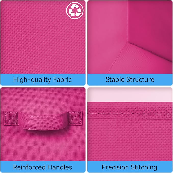 Cupic Cupid 6-Pack 11x11 Storage Cubes, Fabric Cube Bins, Pink Gradient | Foldable, Reinforced Front Handle, Holds Clothes, Toys, Daily Essentials and More, Fits Shelves, Nursery, Playroom - Image 7