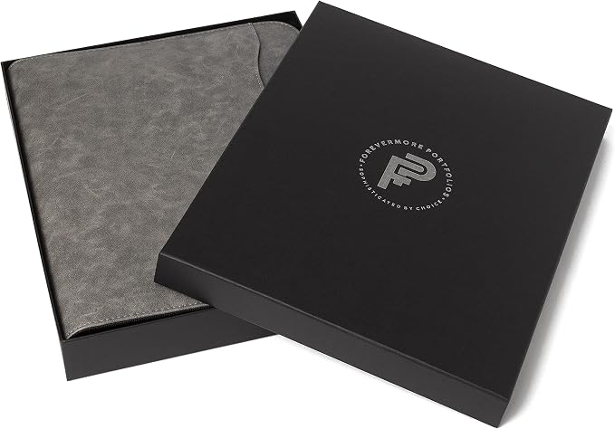Forevermore Portfolio Binder, 1.5" Permanent 3-Ring, Vegan Leather, Gray - Image 2