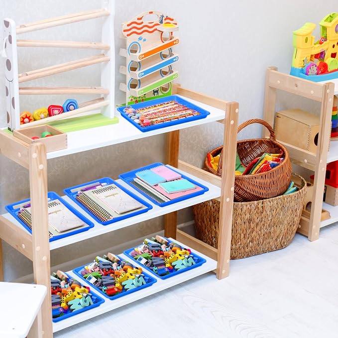 Maitys 24 Pcs Plastic Art Tray 11x8.7x1 Inch Activity Craft Tray,Blue | Classroom Serving Trays, Stackable Storage, Sand Trays for School Painting Beads Crafts DIY Projects - Image 6