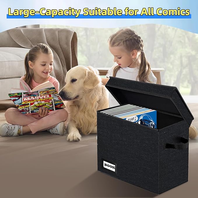 10 Pack Collection Comic Book Storage Boxes, Protector Organizer 15.8" X 7.8" X 11.8" Collapsible Short Box Holds 160-180 Comic Book Heavy Duty Bin Container Holder Shelf - Image 2