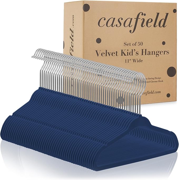 Casafield 50 Velvet Baby Hangers - 11" Size for Infant & Toddler Clothes - Royal Blue - Image 4