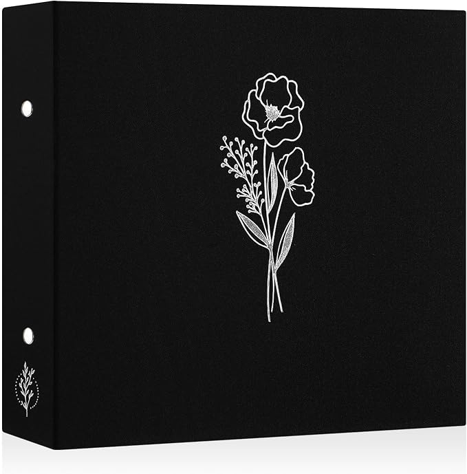 Lanpn 10x10 inch Scrapbook Photo Album, Linen Cover Archival Acid Free Top Load 3 Ring Folder Binder Photo Book 10 x 10 with 30 Plastic Sleeves 60 Pages (Black) by Lanpn