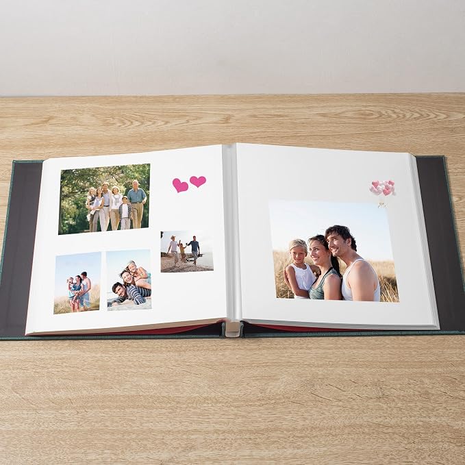 Photo Album Self Adhesive 3x5 4x6 5x7 6x8 8x10 8.5x11 11x10.6 Magnetic Scrapbook Album DIY Length 11x10.6 Inch 40 Pages Linen Cover DIY Photo Album with A Metallic Pen and DIY Accessories(Dark Green) - Image 3