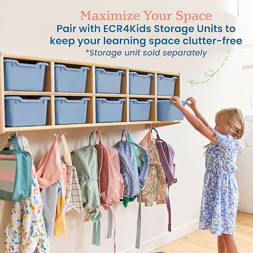 ECR4Kids Scoop Front Storage Bins, Multipurpose Organization, Powder Blue, 10-Piece | Durable plastic, GREENGUARD Gold Certified, 1.2 gallon capacity, lightweight & nestable, built-in handle, classroom/home use - Image 5