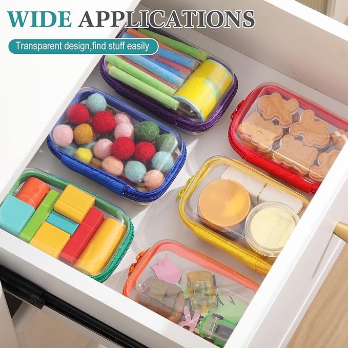 Sanwuta 6 Clear Hard Zipper Case,Assorted Color, 5 x 3 x 2 Inch | Pencil Case Pouches ,Makeup Bag,Plastic Toiletry Diaper Bag ,Travel Toy Storage,Waterproof Organizer Bins - Image 5