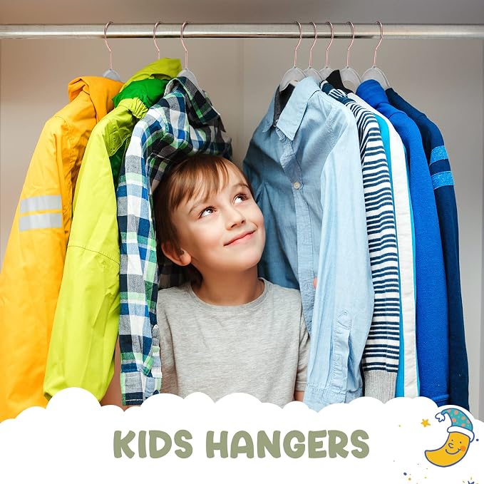 HOUSE DAY Velvet Kids Hangers 60 Pack, Premium Childrens Hangers for Closet, Ultra Thin Cute Hangers Kids Clothes Hanger, Non Slip Kids Felt Hangers 14 Inch, Small Hangers for Kids Clothes, Grey | Grey Ultra Thin Cute Clothes Hanger, Non Slip Small Fel... - Image 2