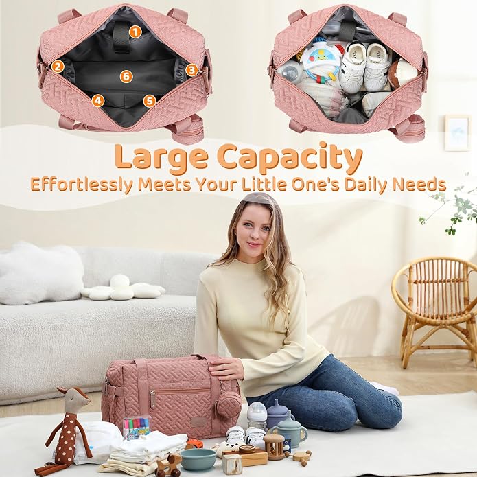 Diaper Bag Tote, Large Capacity Travel Diaper Bags With Changing Pad, Hospital Bag For Labor Delivery, Baby Bag - Image 2