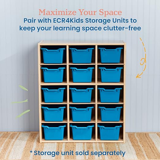 ECR4Kids Scoop Front Storage Bin, Multipurpose Organization, French Blue, 15-Piece - Image 5