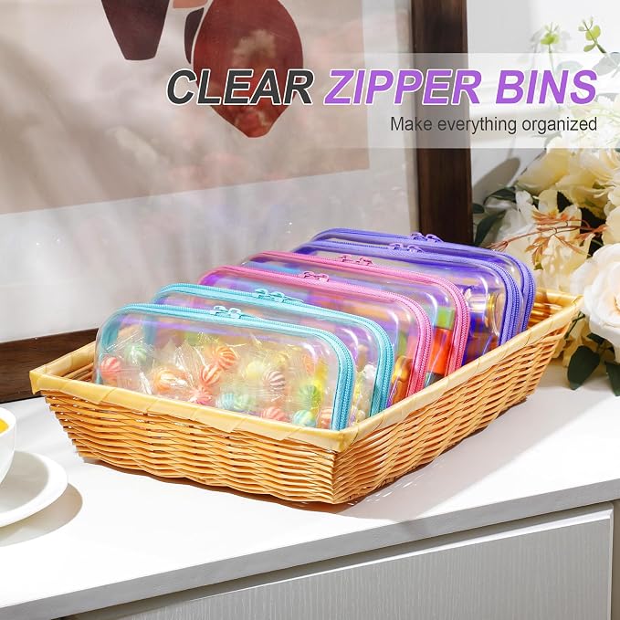 Sanwuta 6 Clear Hard Zipper Case,Holographic,7.48 X 3.94 X 2 Inch | Pencil Case Pouches ,Makeup Bag,Plastic Toiletry Diaper Bag ,Travel Toy Storage,Waterproof Organizer Bins - Image 5