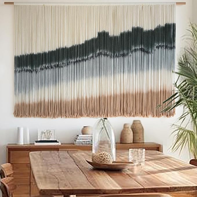 Macrame Wall Hanging Dip Dyed Large Wall Tapestry Woven Art 57''W*35''L | Home Decor, Wall Art, Room Accent, Living Room Style, Bedroom Wall Accent, Bohemian Design, Farmhouse Style - Image 2