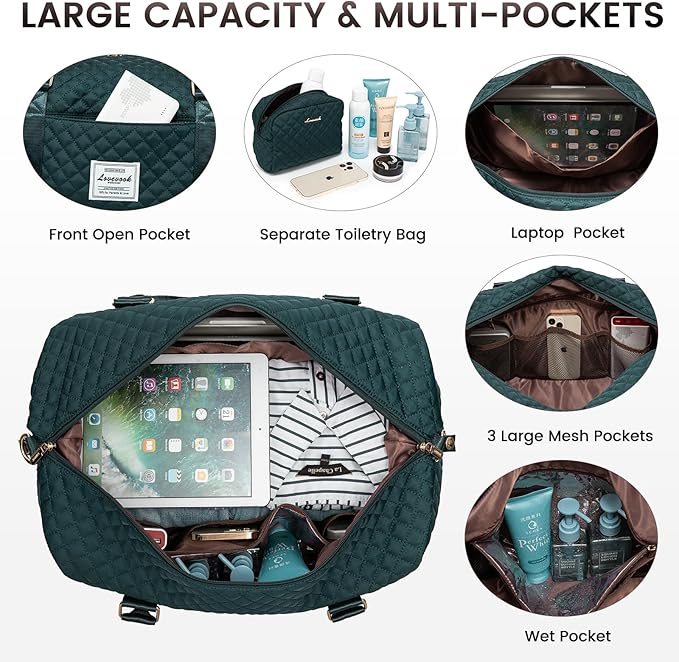 LOVEVOOK Travel Duffle Bag,Weekender Bags for Women with Shoe Compartment，Carry on Overnight Bag with Toiletry Bag,Gym Duffel Bag with Wet Pocket, Hospital Bags for Labor and Delivery - Image 3