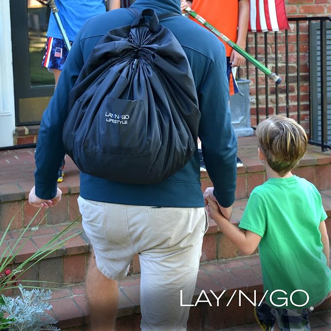 Lay-n-Go Layflat Portable Drawstring Cinch Storage Toy & Mini Figures Organizer & Play Mat, Mesh Pockets, Home & Travel, Kids & Toddlers Playdates, 2 Straps for Backpack, Durable, Machine Washable - Image 7