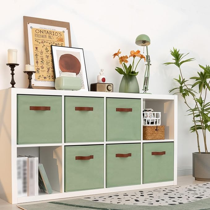 GRANNY SAYS 13 Inch Storage Cube Organizers, Sage Green, 6-Pack | Collapsible Storage Boxes with Thickened Base Plate, Sturdy Handles, Decorative Cube Storage Bins for Shelves, Closet - Image 3
