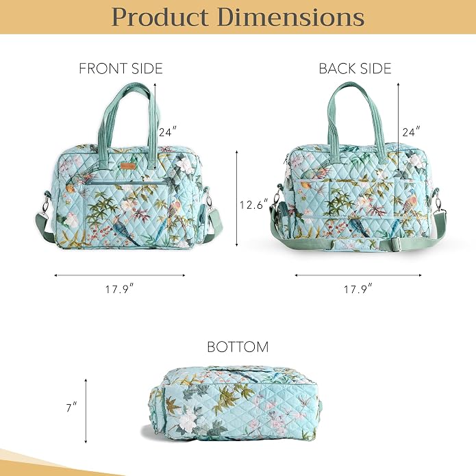 Maison d' Hermine Weekender Bags for Women Cotton Quilted Duffel Overnight Luggage Weekend Bag for Men Gym Gifts Travel | Overnight Luggage Weekend Bag for Men Gym Sports Gifts Duffle bag Business Travellers Trip Spring Summer - Image 6