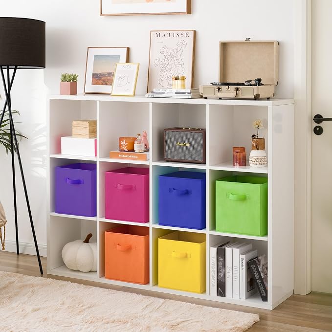 GRANNY SAYS 11 Inch Cube Storage Bins, Cube Storage Organizer, Rainbow | Collapsible Storage Boxes with Thickened Base Plate, Sturdy Handles, Decorative Baskets for Shelves, Closet, 6-Pack - Image 4