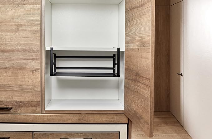 Nxconsu Under Shelf Basket 2 Pack, Cabinet Storage Organizer, 16.1" Black | Solid Metal Bottom Holds Up to 30 lb with No Drilling for Kitchen Cupboard Pantry Bookshelf Closet Laundry and Bath - Image 7