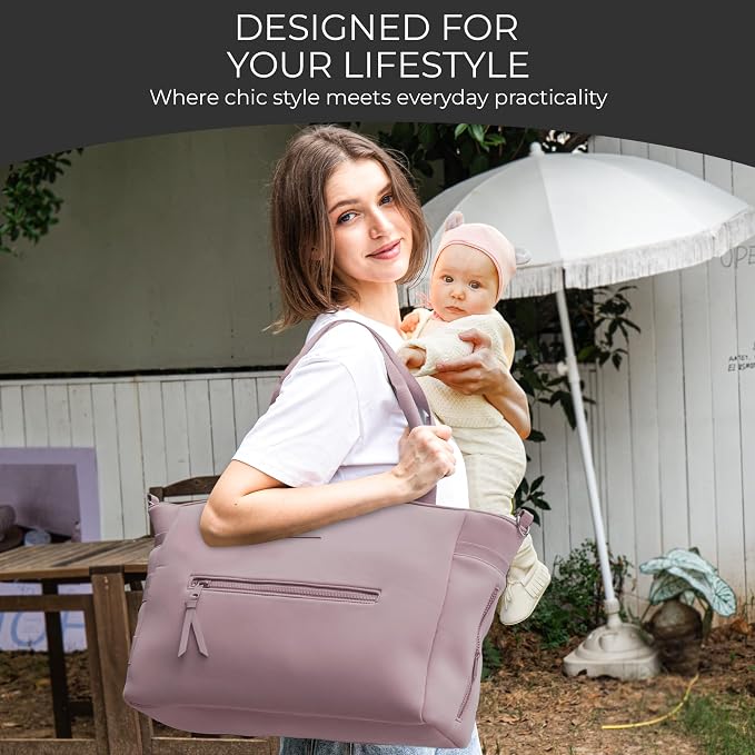 A + S Luxxe Diaper Bag Tote – Stylish, Large Baby Bag with Stroller Straps, Insulated Pockets, Changing Mat & Waterproof - Image 7