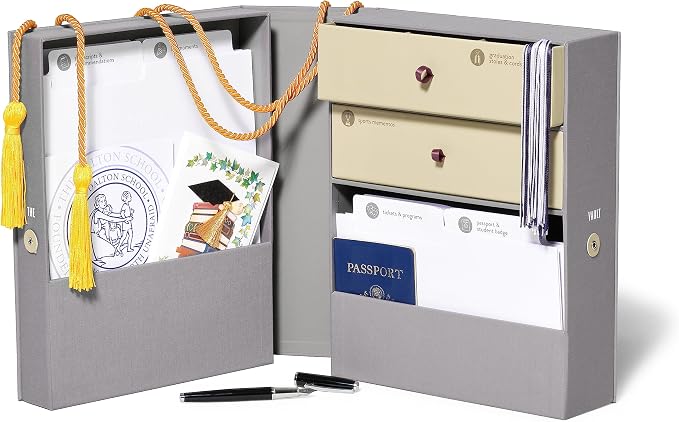 Personalizable Life Essentials & Graduate Keepsake Organizer | Keep High School and College Graduation Memorabilia Organized and Safe in One Convenient Home with this Gift for Students and Grads by Savor