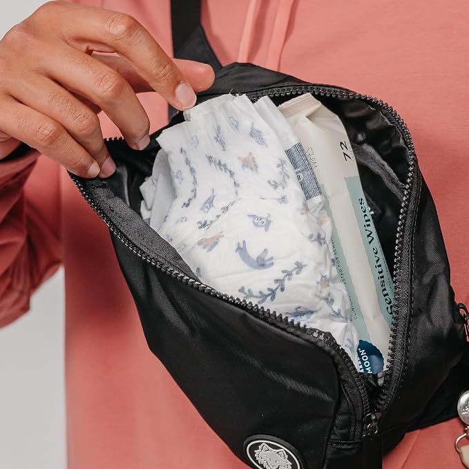 Fanny Pack Diaper Bag for Dads - Small Hands-Free Diaper Fanny Pack for Men | Water-Resistant Mini Dad Diaper Bag Fits Diapers, Full Wipes Pack, Snacks & Phone - Image 6