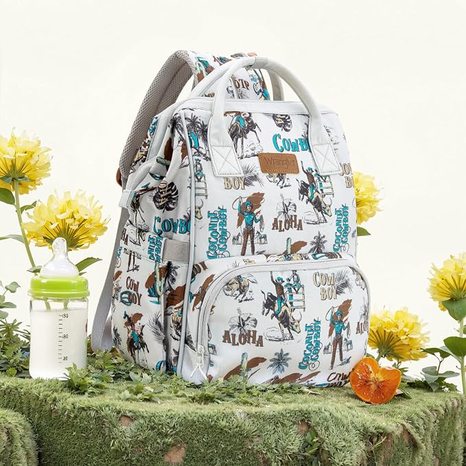 Montana West Wrangler Callie Diaper Bag Backpack with Stroller Straps Western Pattern Multifunction Baby Travel Bag WG2204-91102BG - Image 6