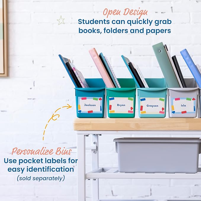 ECR4Kids Linking Plastic Storage Book Bin, Multipurpose Organization, Contemporary, 10-Piece | Durable plastic with built-in handles, interlocking, nestable, ideal for books, magazines, and files in a classroom or office - Image 5
