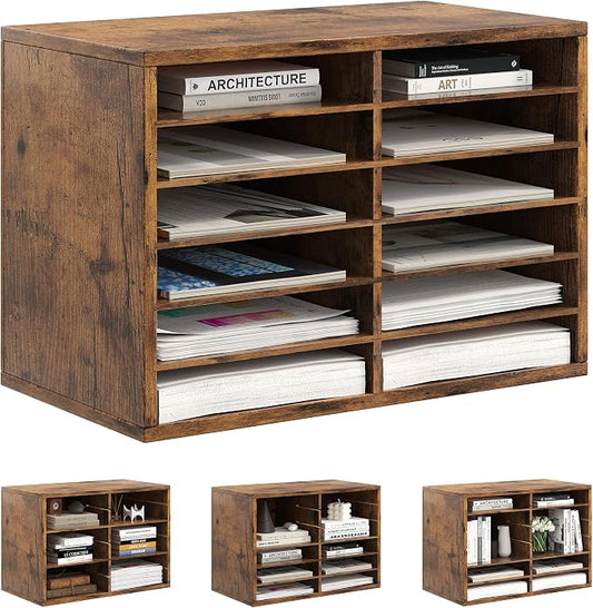 Alpeir Classroom Mailbox 12 Slots with Removable Shelves, Antique | Hold 6000 Sheets Paper, Heavy Duty, Easily Assemble, Teacher Student Organization, For Classroom, Office, Home Countertop by AlpeirDirect