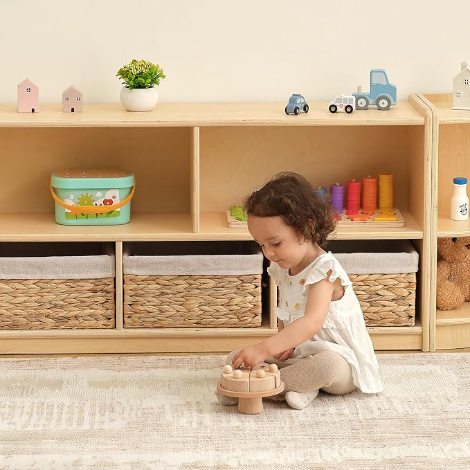 OOOK 5-Compartment Wooden Storage Cabinet, Montessori Toy Shelf Organizers | FSC Safety, Classroom Organizer and Montessori Bookshelf for Playroom, Daycare and Preschool, 44.6"W×11.7"D×23.6"H - Image 8